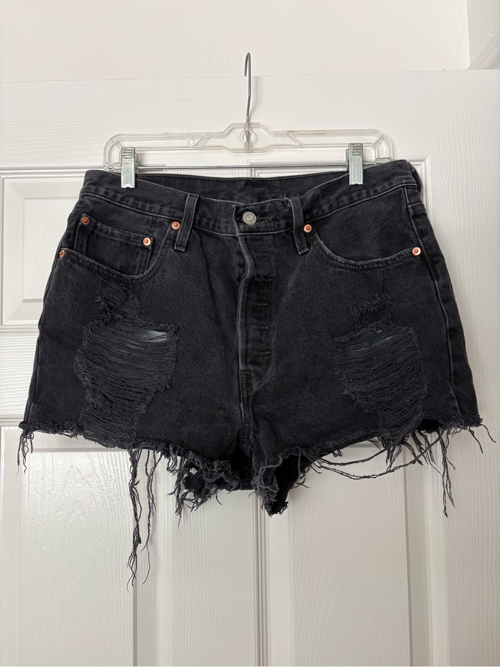 Levi's Black Distressed High-Rise Jean Shorts